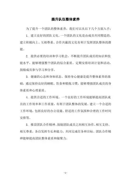 提升队伍整体素养