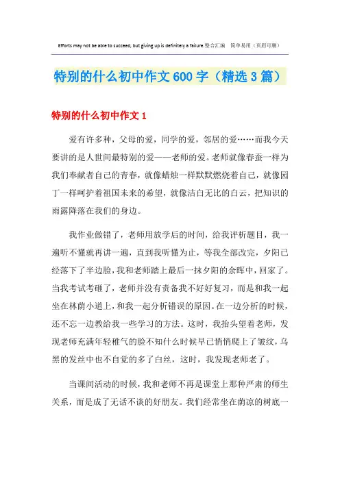 特别的什么初中作文600字(精选3篇)