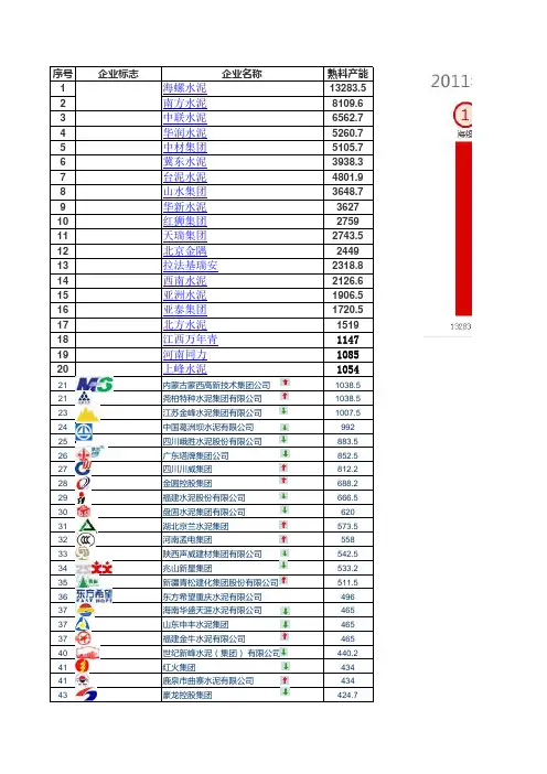 全国主要水泥集团名单