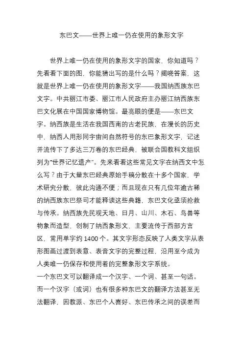 东巴文世界上唯一仍在使用的象形文字