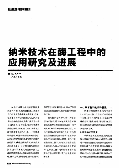 纳米技术在酶工程中的应用研究及进展