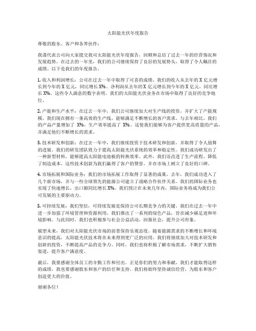 太阳能光伏年度报告