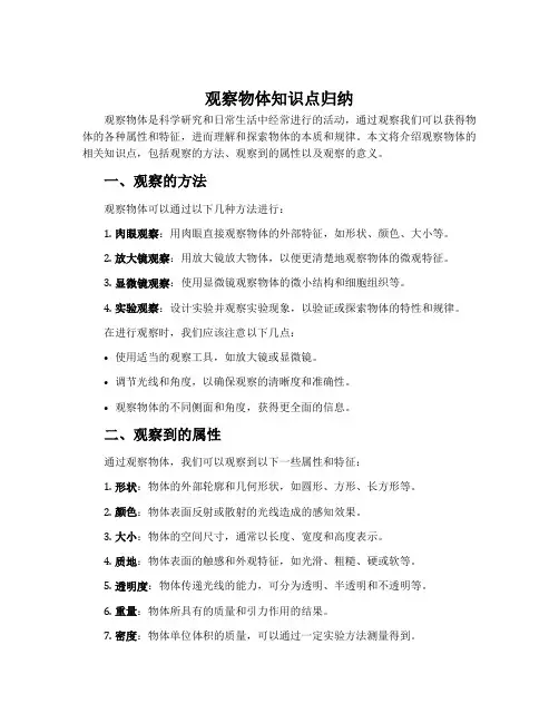 《观察物体》知识点归纳