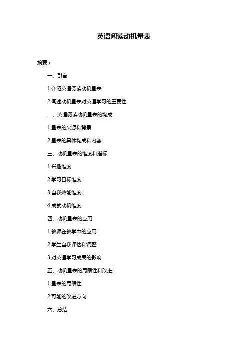 英语阅读动机量表