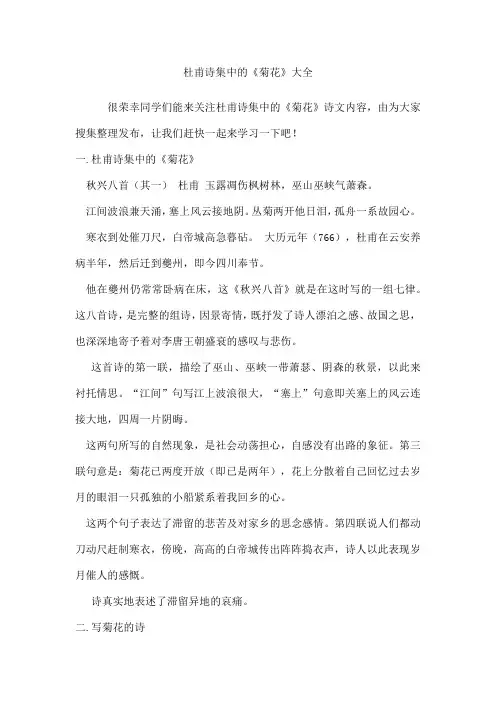 杜甫诗集中的《菊花》