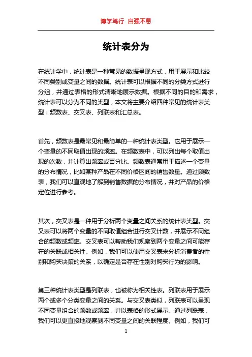 统计表分为