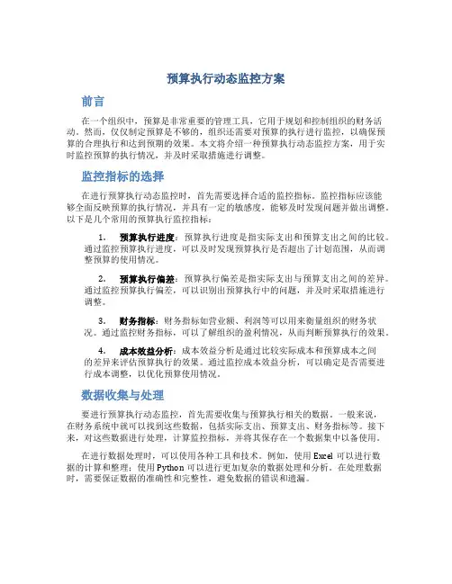 预算执行动态监控方案