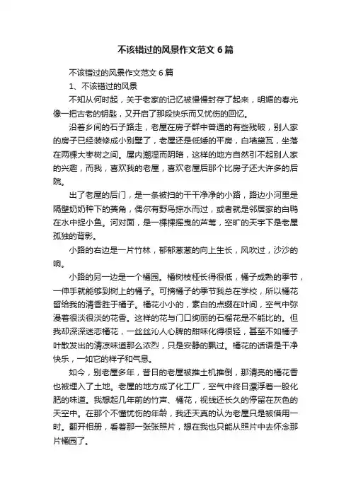 不该错过的风景作文范文6篇
