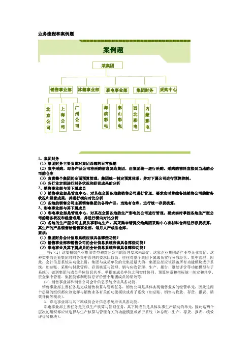 会计信息系统期末考试案例题