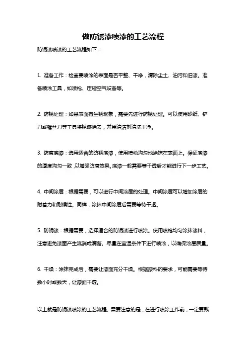 做防锈漆喷漆的工艺流程
