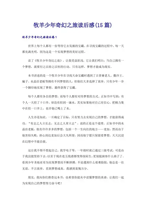 牧羊少年奇幻之旅读后感(15篇)