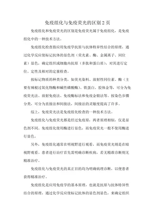 免疫组化与免疫荧光的区别2页