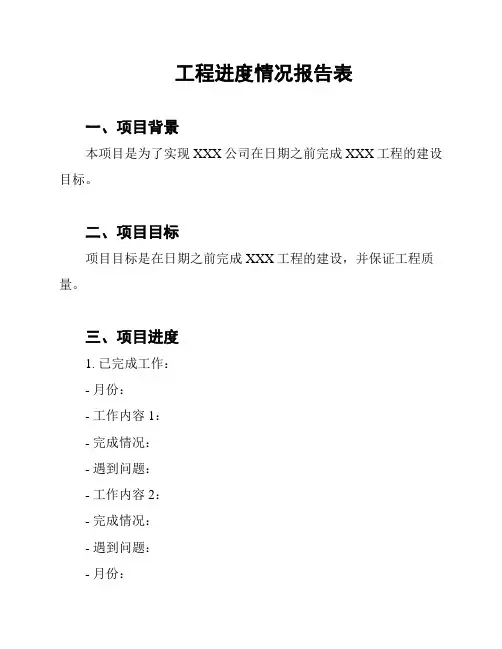 工程进度情况报告表