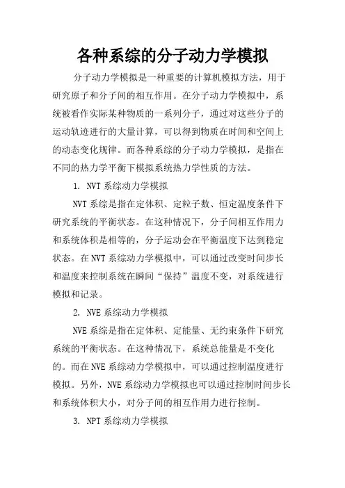 各种系综的分子动力学模拟