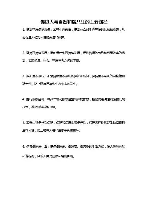 促进人与自然和谐共生的主要路径