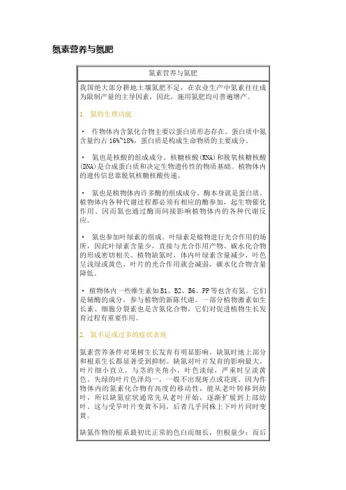 氮素营养与氮肥