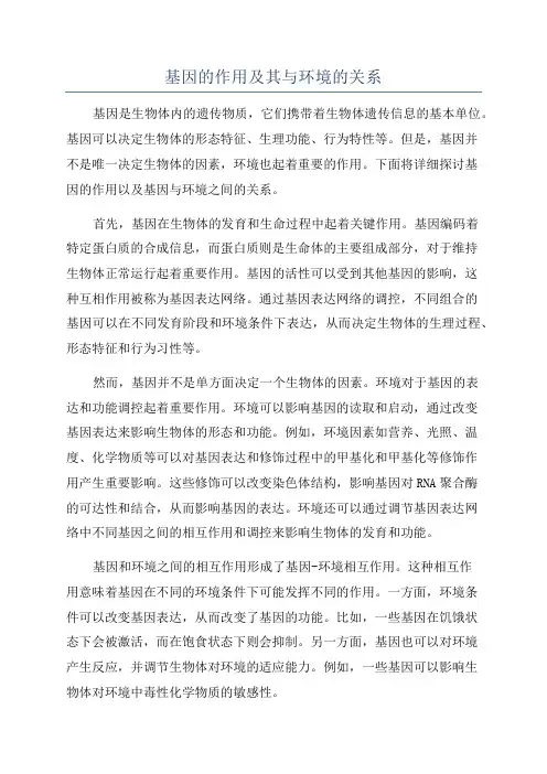 基因的作用及其与环境的关系