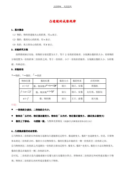 凸透镜的成像规律生活中的透镜眼镜与眼镜知识点总结