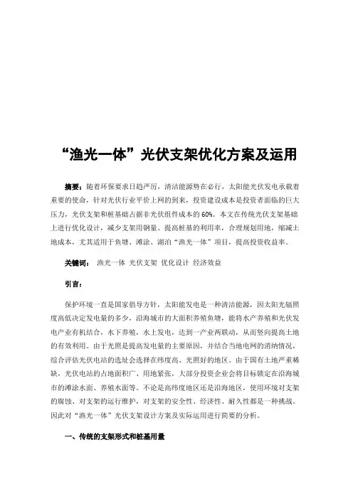 “渔光一体”光伏支架优化方案及运用