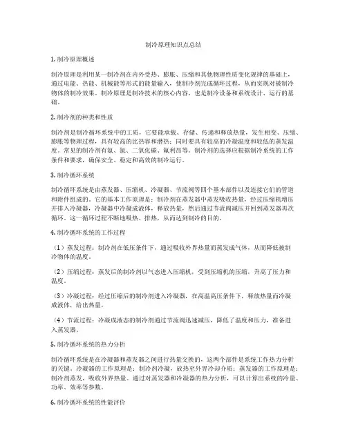 制冷原理知识点总结
