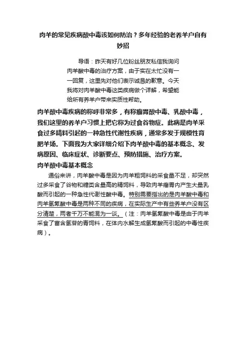 肉羊的常见疾病酸中毒该如何防治？多年经验的老养羊户自有妙招