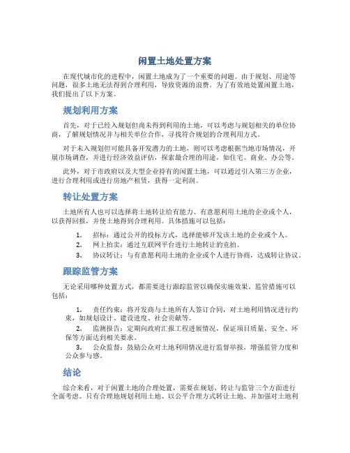 闲置土地处置方案
