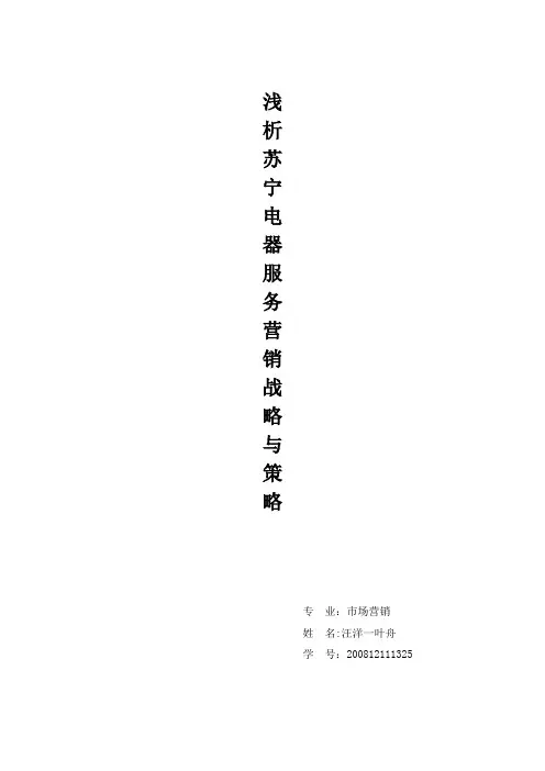 苏宁电器服务营销战略