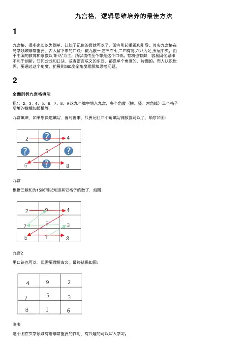九宫格，逻辑思维培养的最佳方法