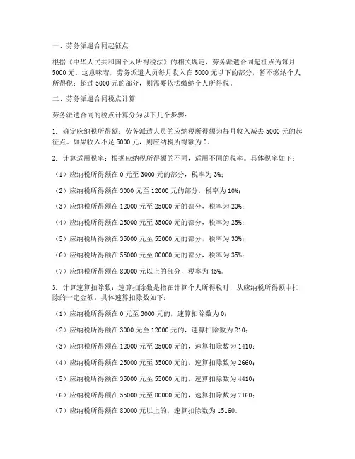 劳务派遣合同起征点税点