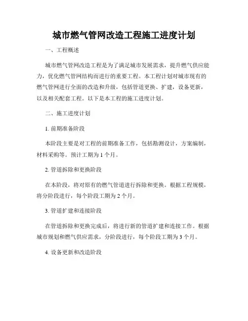 城市燃气管网改造工程施工进度计划