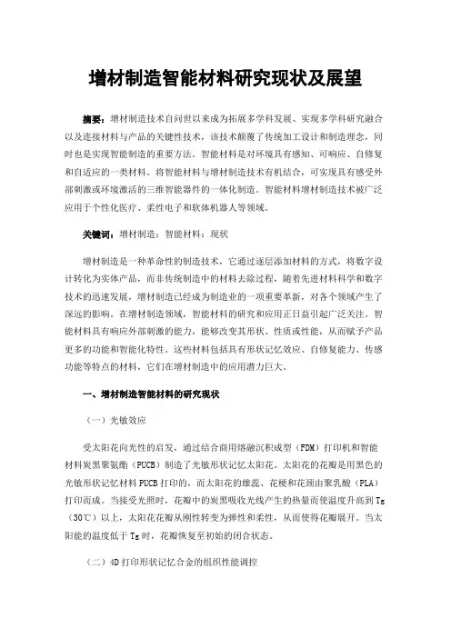 增材制造智能材料研究现状及展望