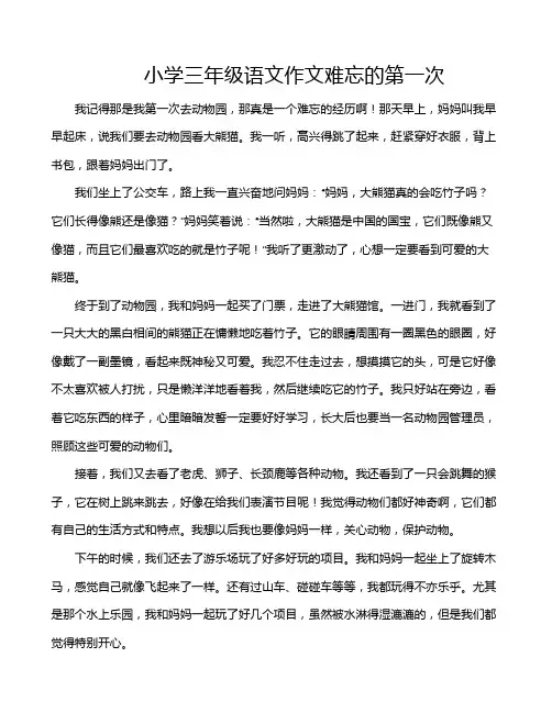 小学三年级语文作文难忘的第一次