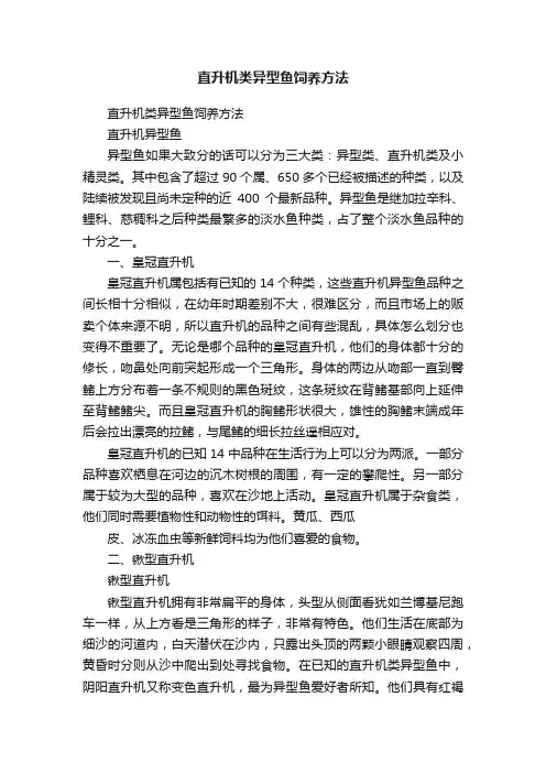 直升机类异型鱼饲养方法