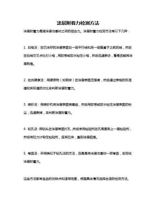 涂层附着力检测方法