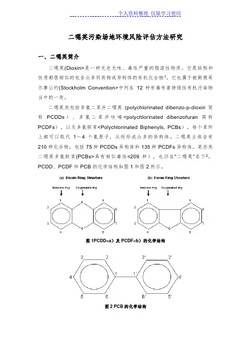 二恶英污染场地环境风险评估方法研究报告