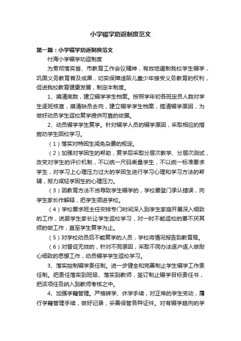 小学辍学劝返制度范文
