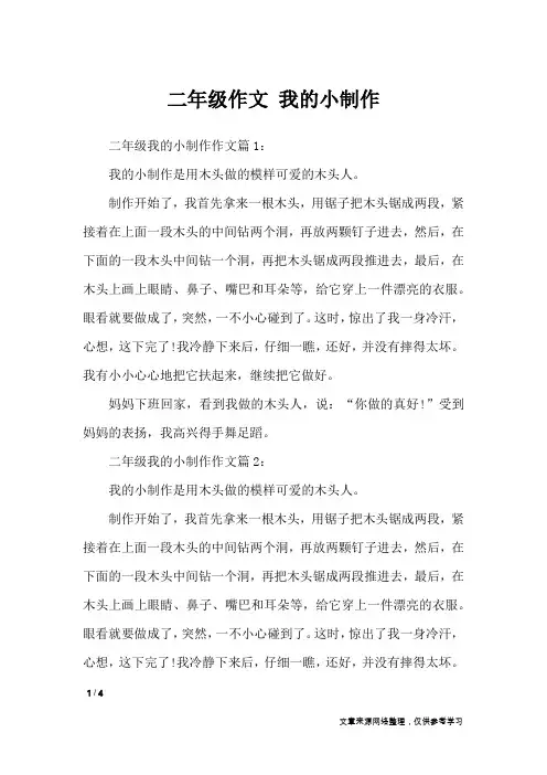 二年级作文 我的小制作_小学作文