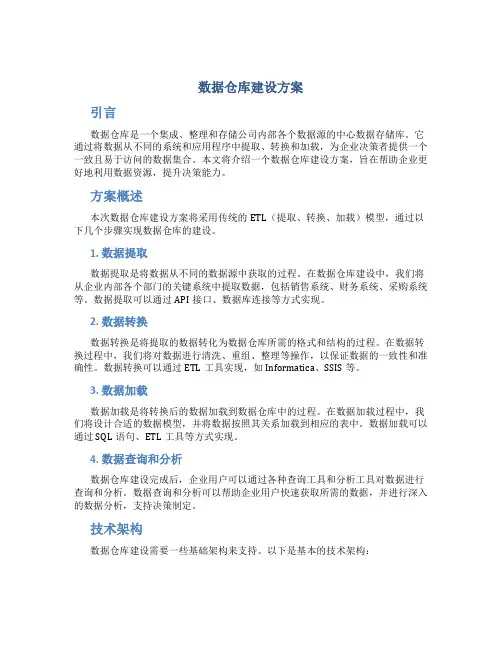 数据仓库建设方案