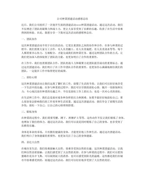 公司种菜团建活动感想总结