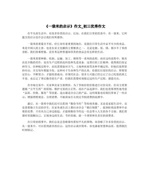 《一袋米的启示》作文_初三优秀作文