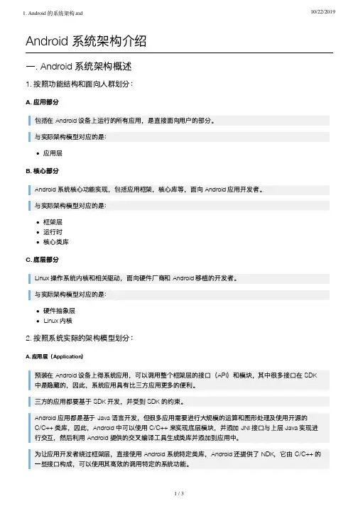 Android 系统架构介绍