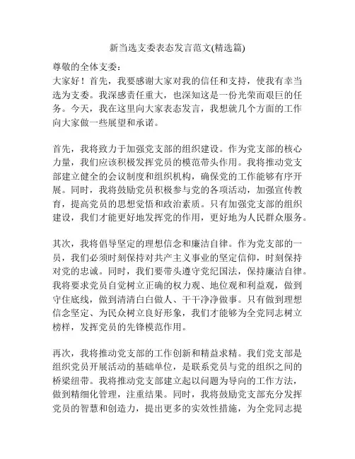 新当选支委表态发言范文(精选篇)