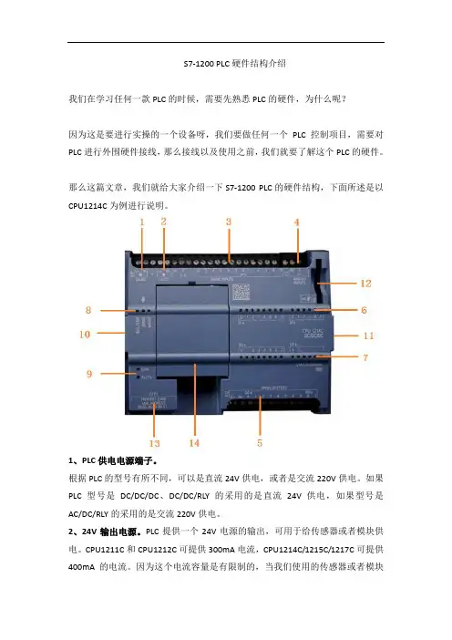 S7-1200 PLC硬件结构介绍