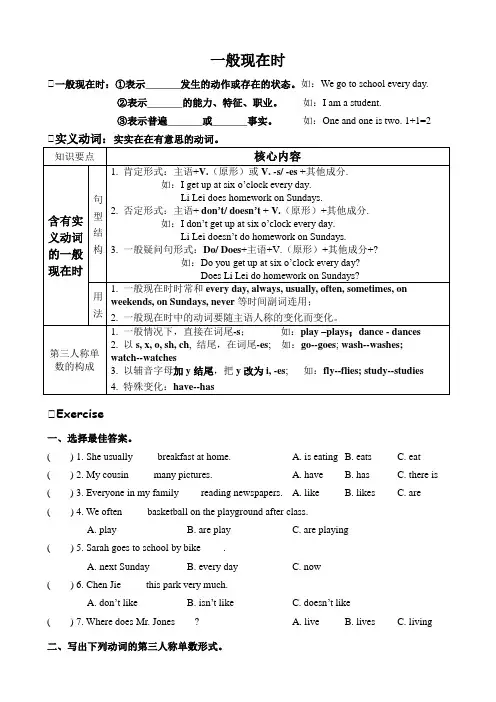 2020年六年级英语一般现在时-实义动词讲解