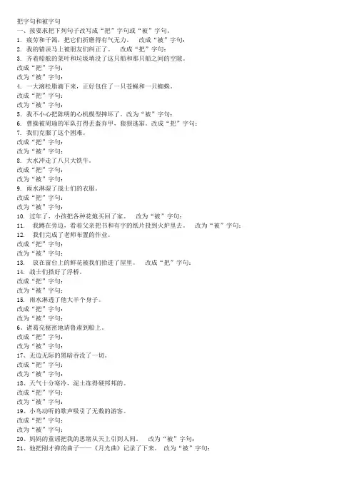 小升初句子复习盘点之1把字句和被字