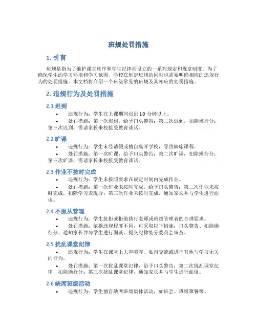 班规处罚措施