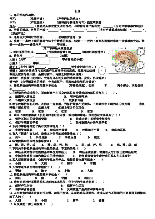 听觉、神经系统的组成