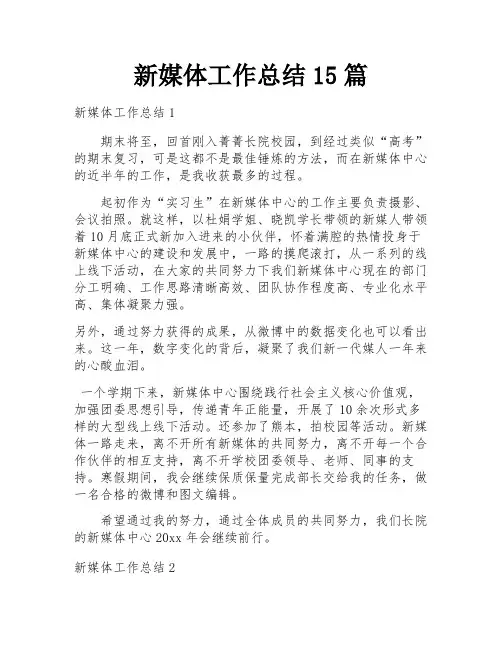 新媒体工作总结15篇