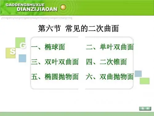 2019年六节常见二次曲面.ppt