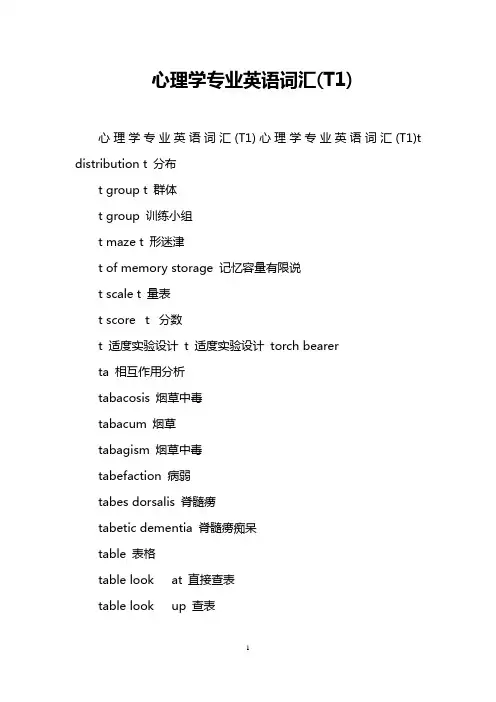 心理学专业英语词汇(T1)